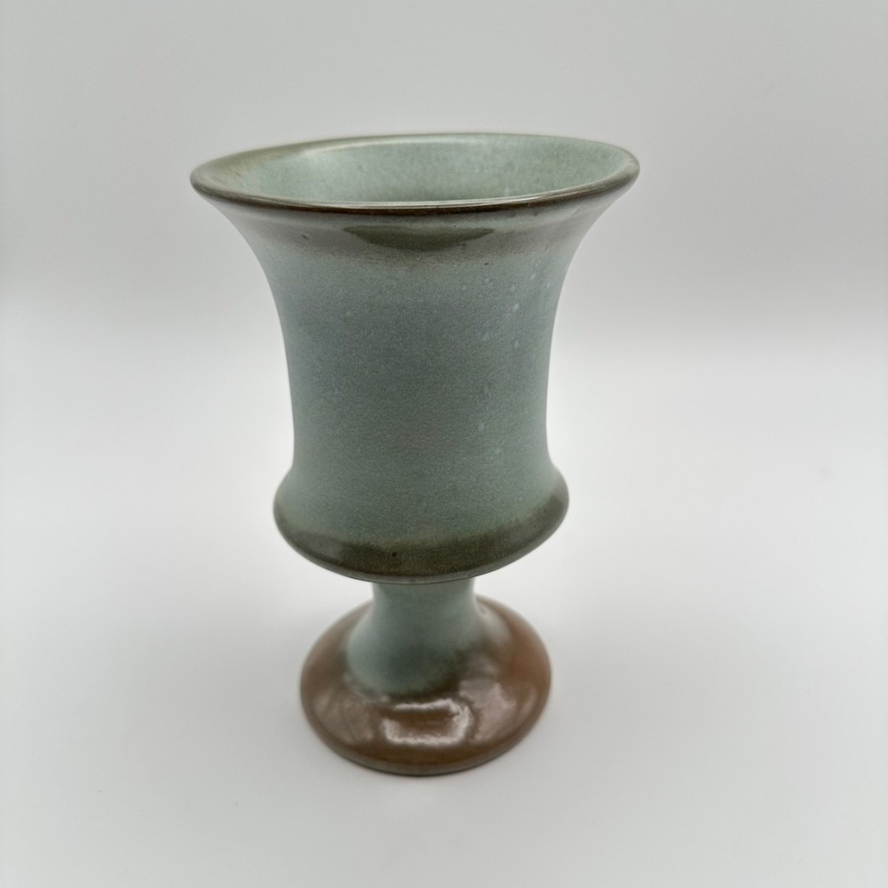 Frankoma F35 Green Pedestal Goblet Stoneware Vintage - Picture 2 of 7